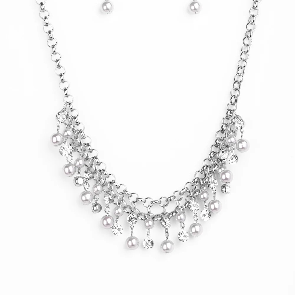 You May Kiss the Bride - Silver Toned Necklace and Earrings Set - Picture 3 of 3